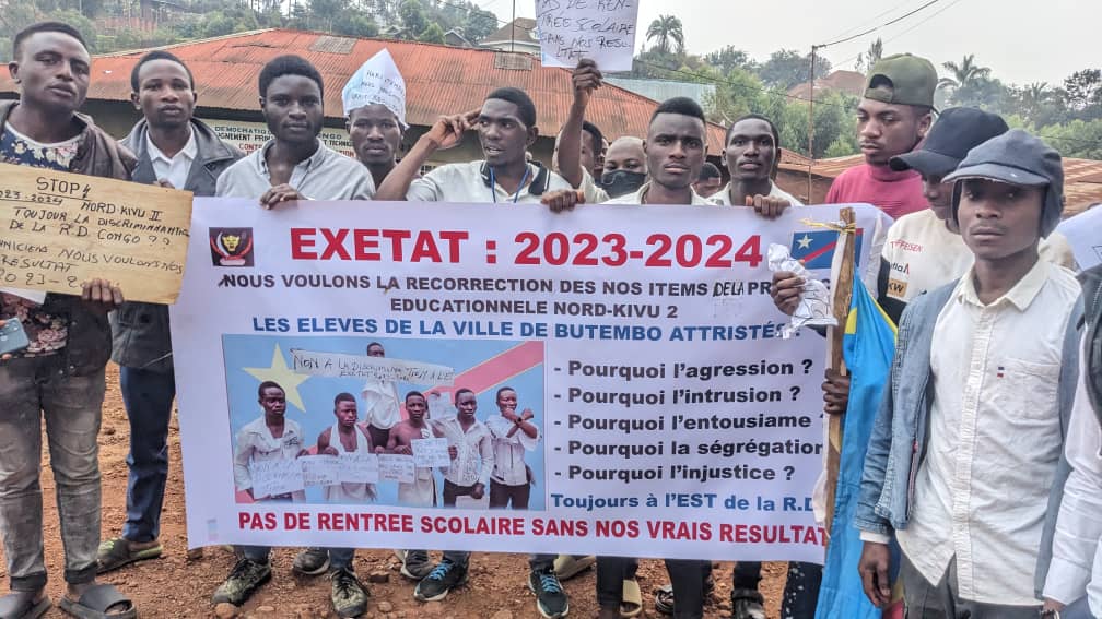 Butembo : Des finalistes malheureux à l’Exetat 2023-2024 protestent contre leur échec